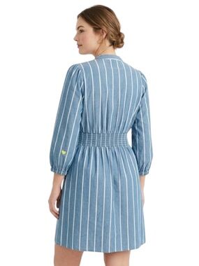 Kerri Rosenthal Audrey Striped Smocked Dress Sz S Blue & White Costal Hamptons